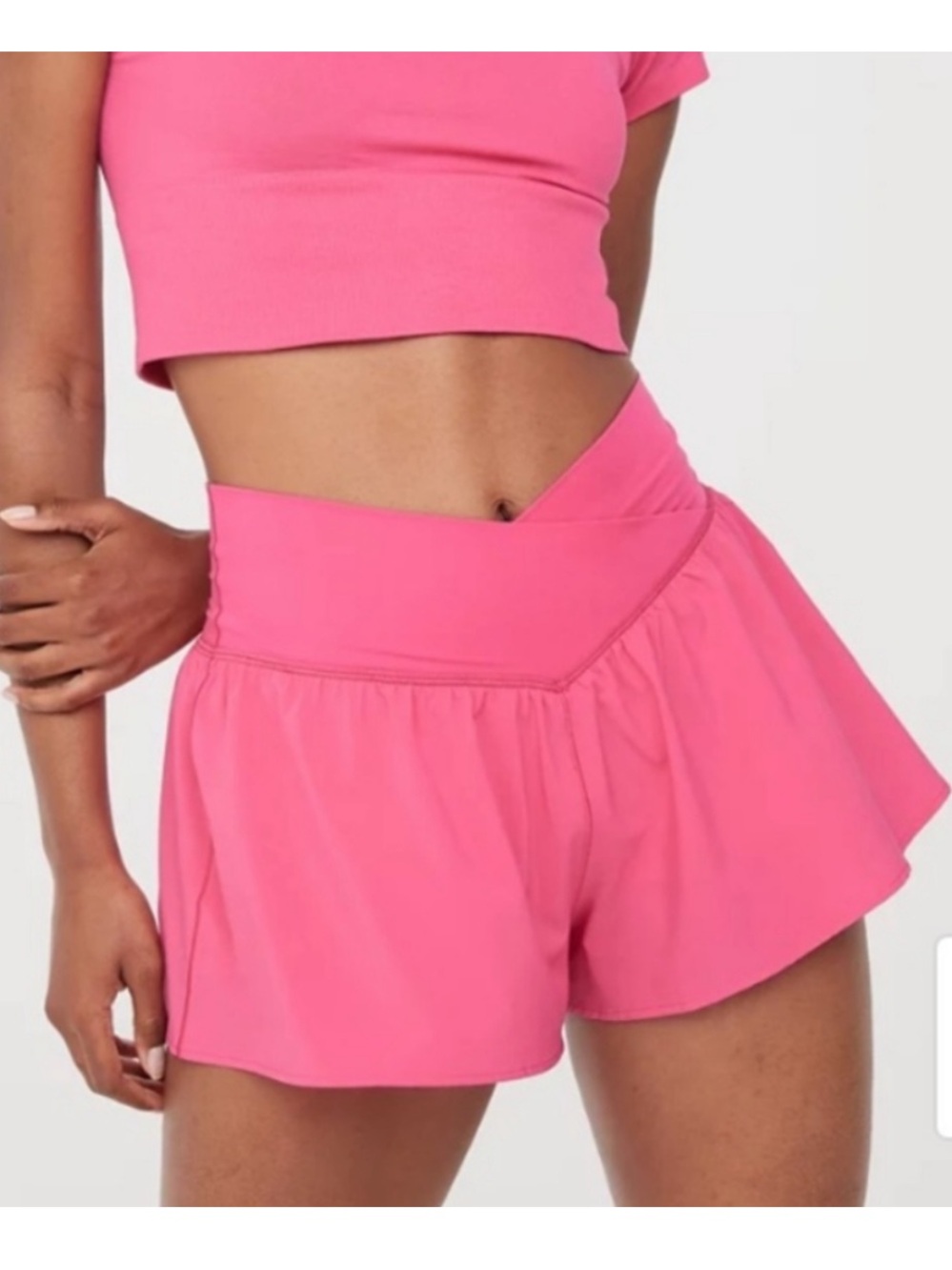 Aerie Offline Crossover Flowy Stretch Shorts Hot Pink